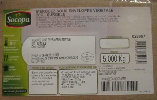 Merguez éco 50g (5kg) - Socopa Restauration
