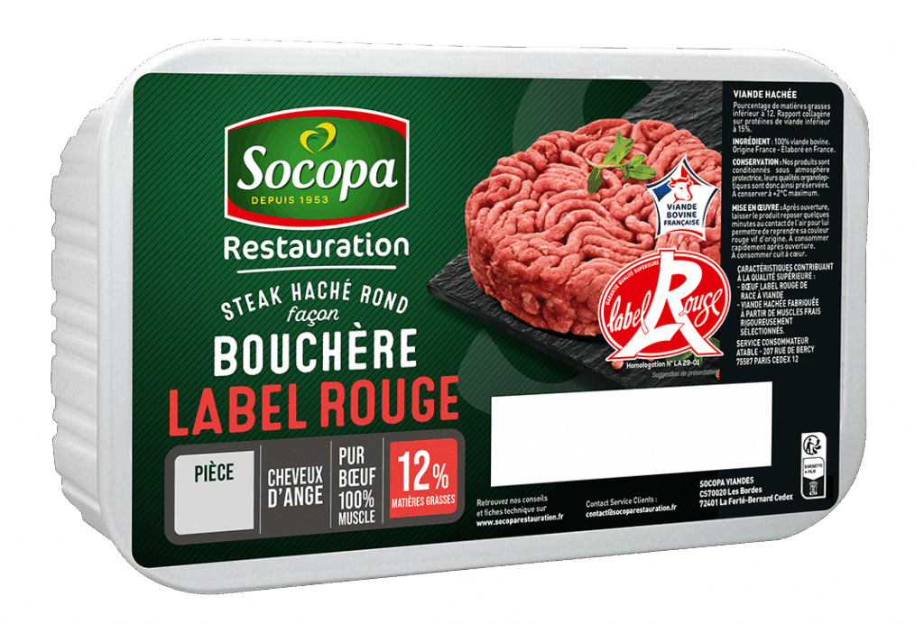 Steak haché façon bouchère* ROND 12%MG 150g x8 Label Rouge